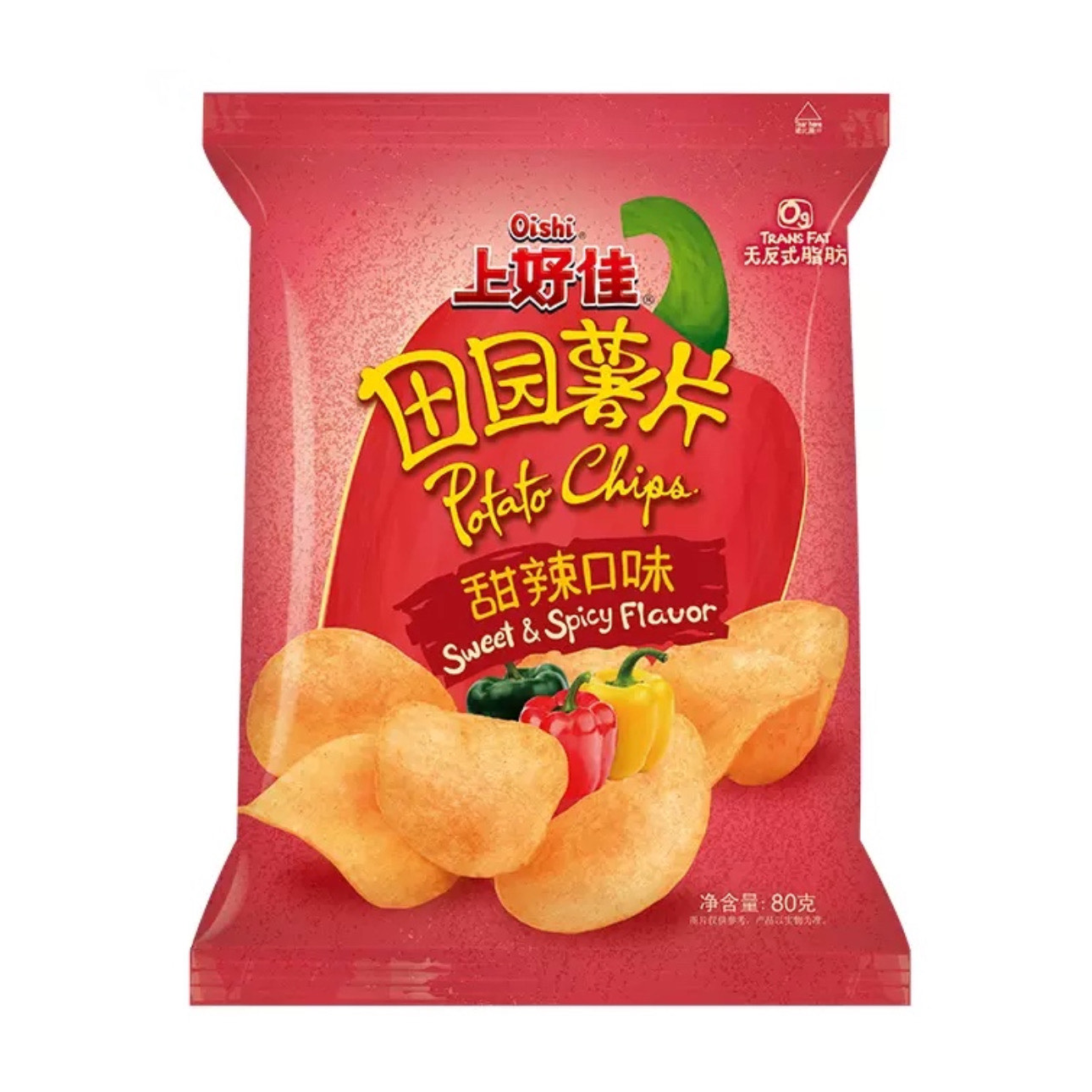 Картофельные чипсы со вкусом паприки Oishi 80гр., Китай