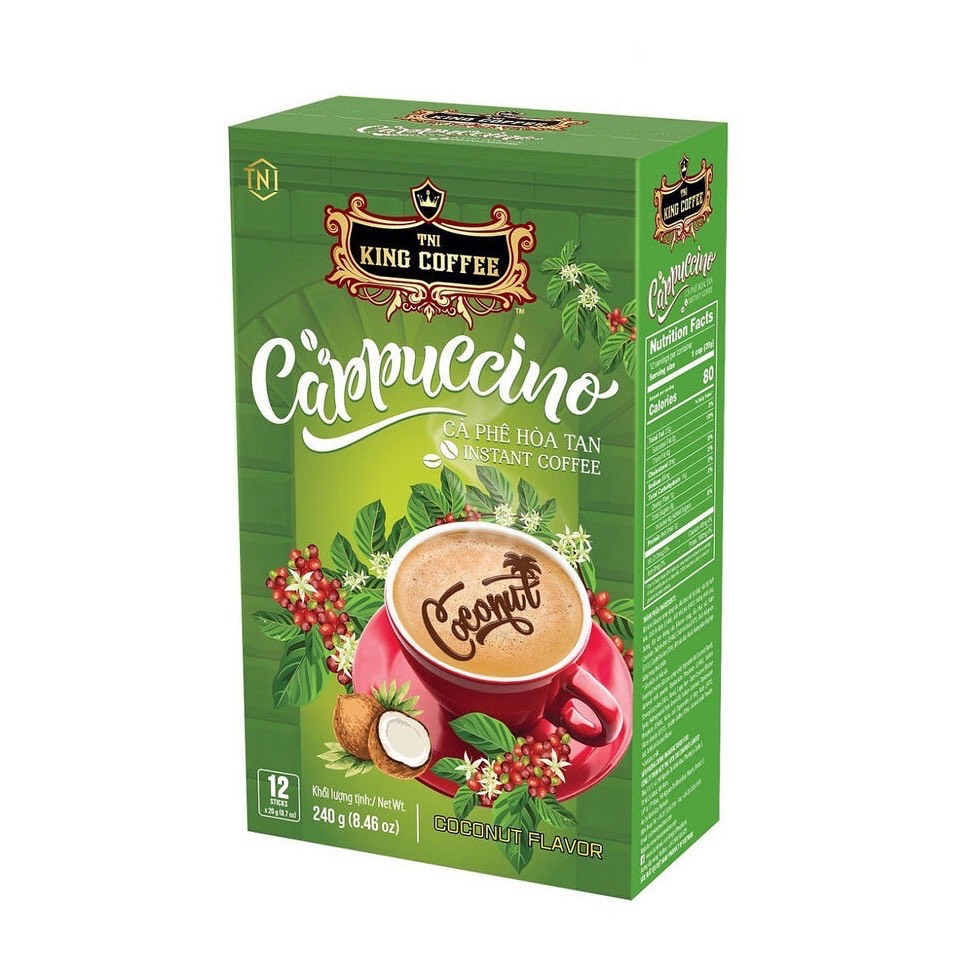 Растворимый кофе капучино со вкусом кокоса TNI King Coffee 240гр., Вьетнам