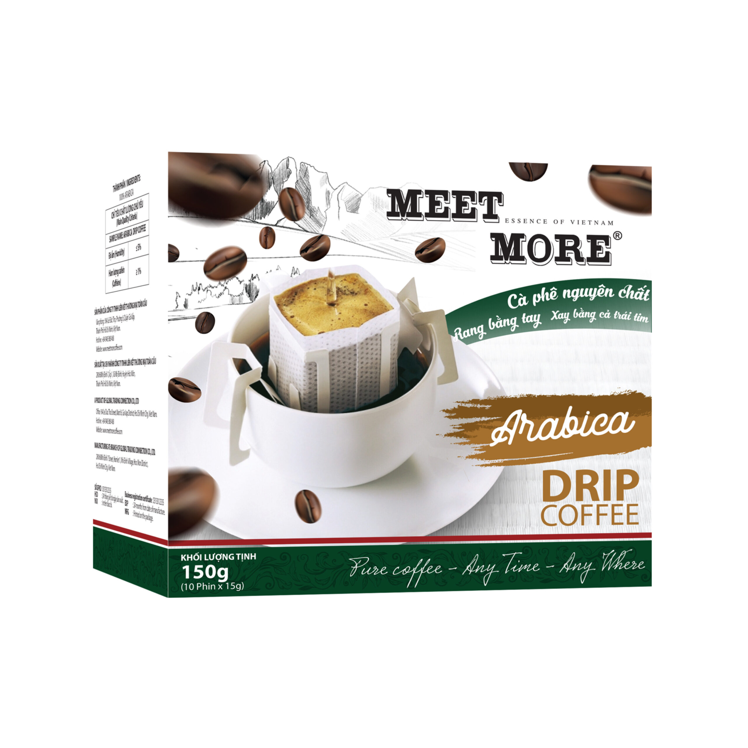 Молотый кофе в дрип-пакетах «Арабика» Meet More 150гр., Вьетнам