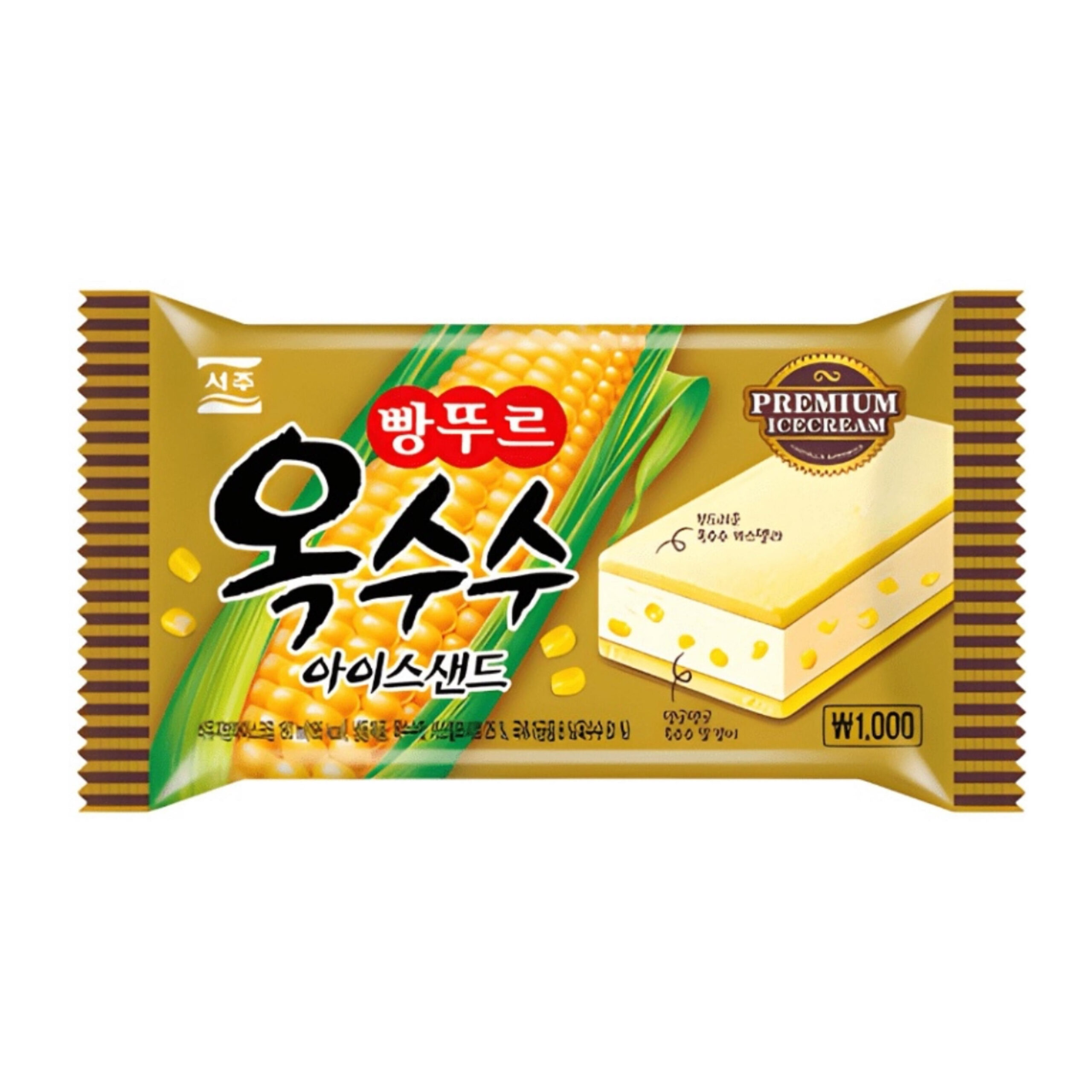Мороженое-сэндвич «Сладкая кукуруза» с зернами внутри Seoju 90гр., Корея