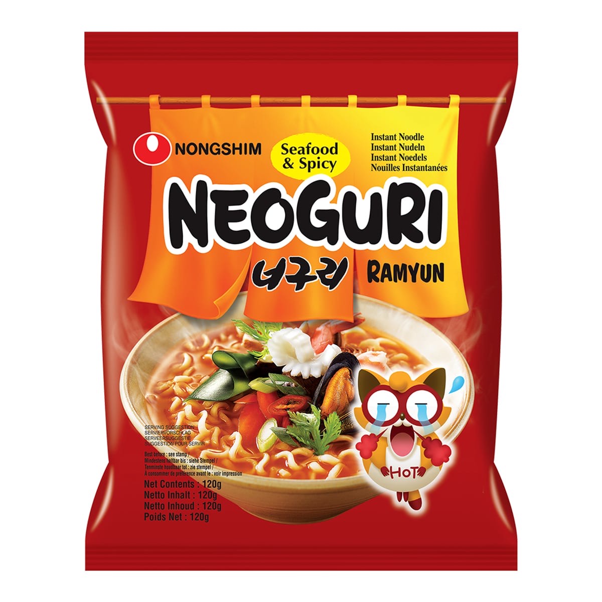 Лапша б/п «Neoguri Ramyun Seafood&Spicy» с морепродуктами Nongshim 120гр., Корея