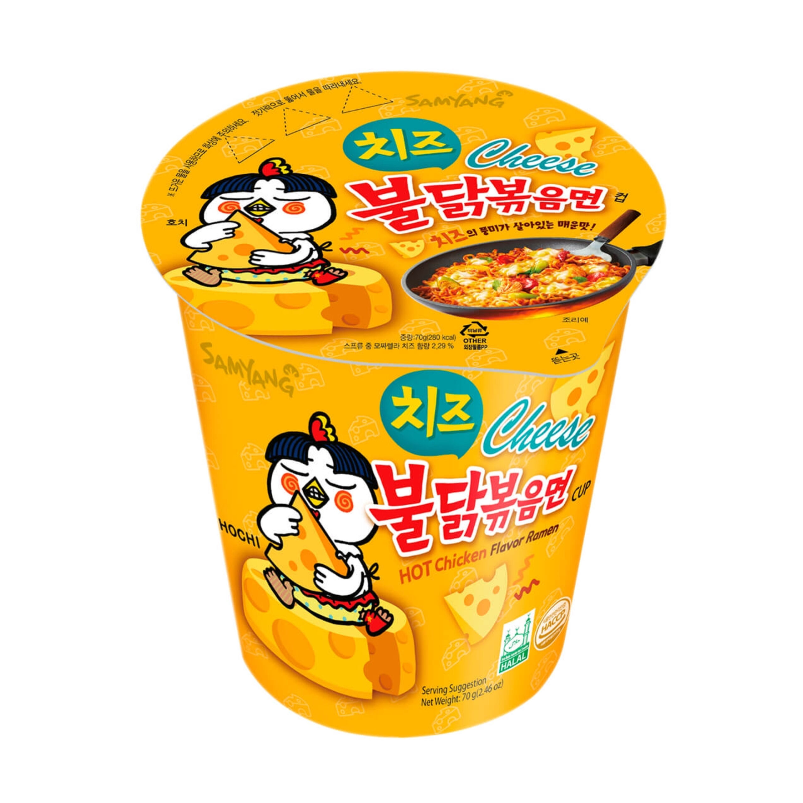Лапша б/п в стакане со вкусом курицы и острого сыра Samyang 80гр., Корея