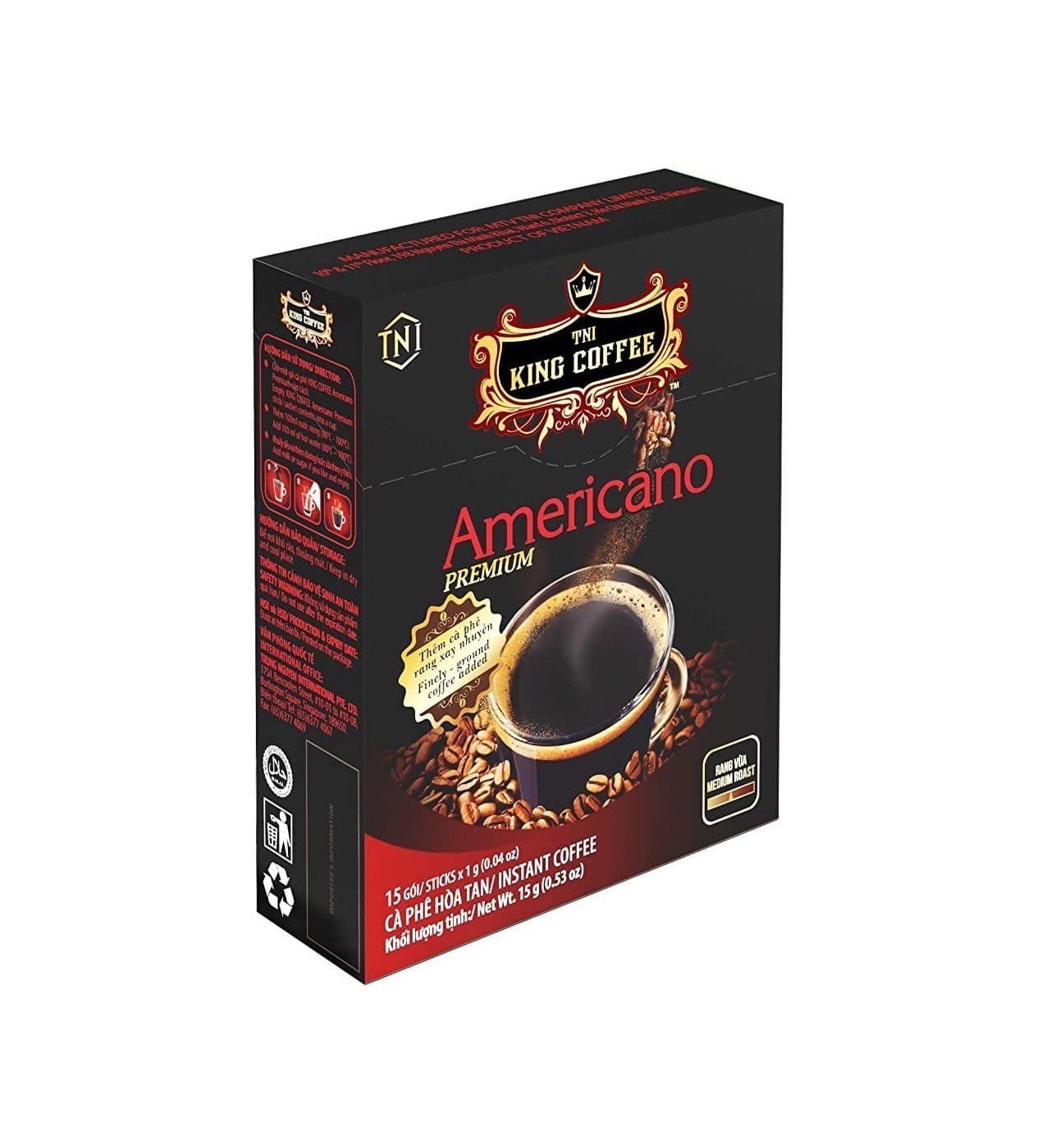 Растворимый кофе «Americano Premium» TNI King Coffee 15гр., Вьетнам