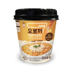 Рисовые клецки с лапшой (рапокки) «Yopokki Cheese Cup Rapokki» с сырным соусом 145гр., Корея
