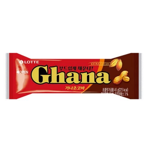 Шоколадный батончик «Ghana» с арахисом Lotte 45гр., Корея