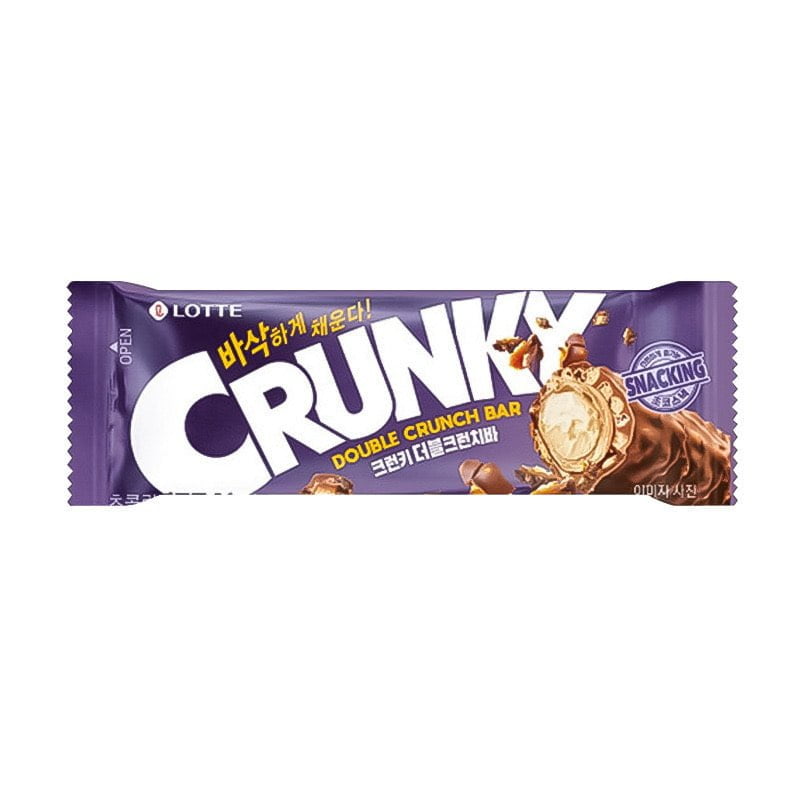 Хрустящий батончик Crunky с рисовыми хлопьями «Double Crunch Chocolate Bar» Lotte 36гр., Корея