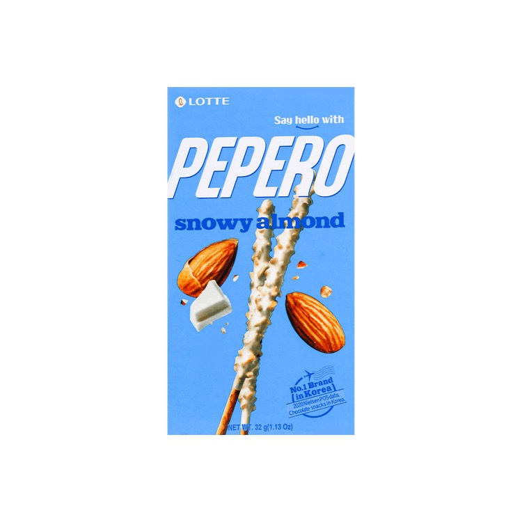 Печенье соломка «Snowy Almond» Pepero Lotte 32гр., Корея