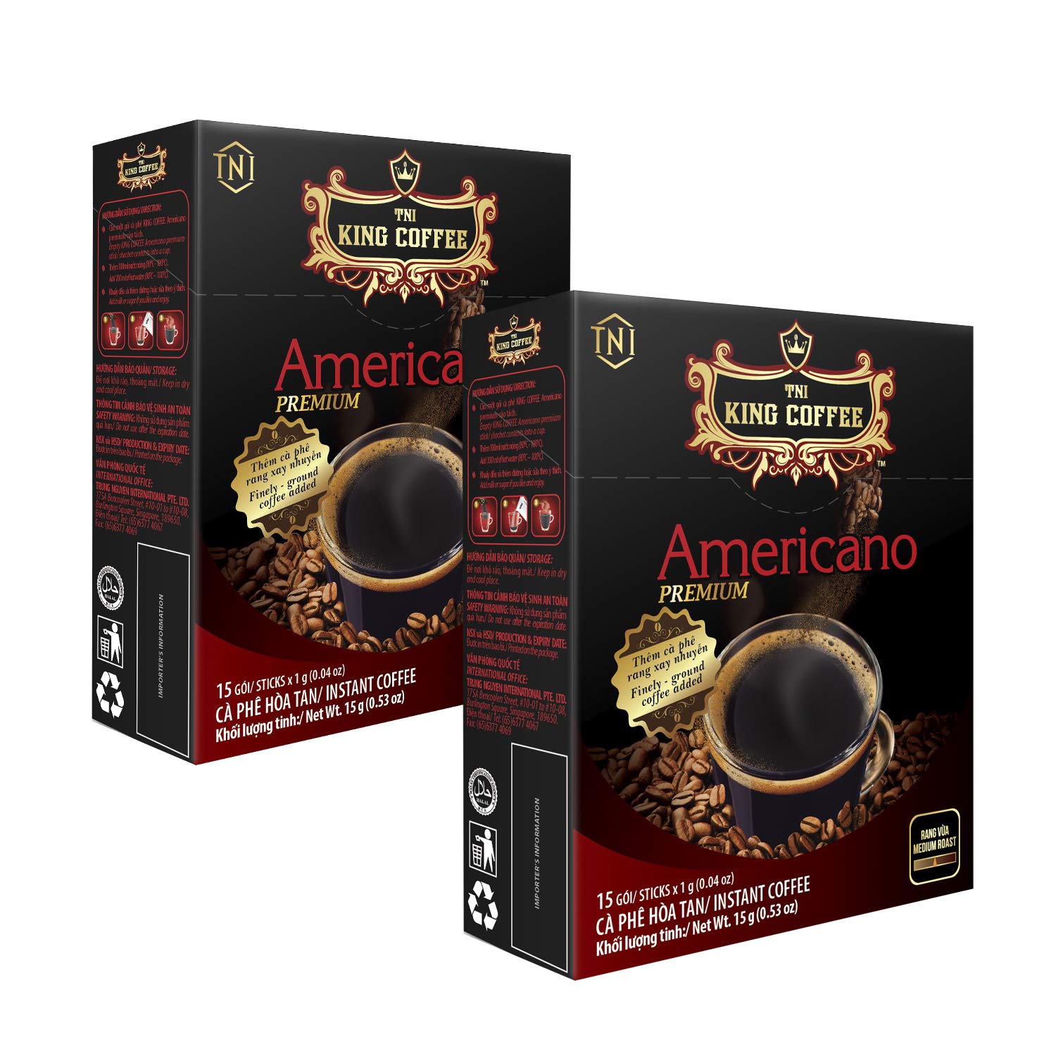 Растворимый кофе «Americano Premium» TNI King Coffee 15гр., Вьетнам
