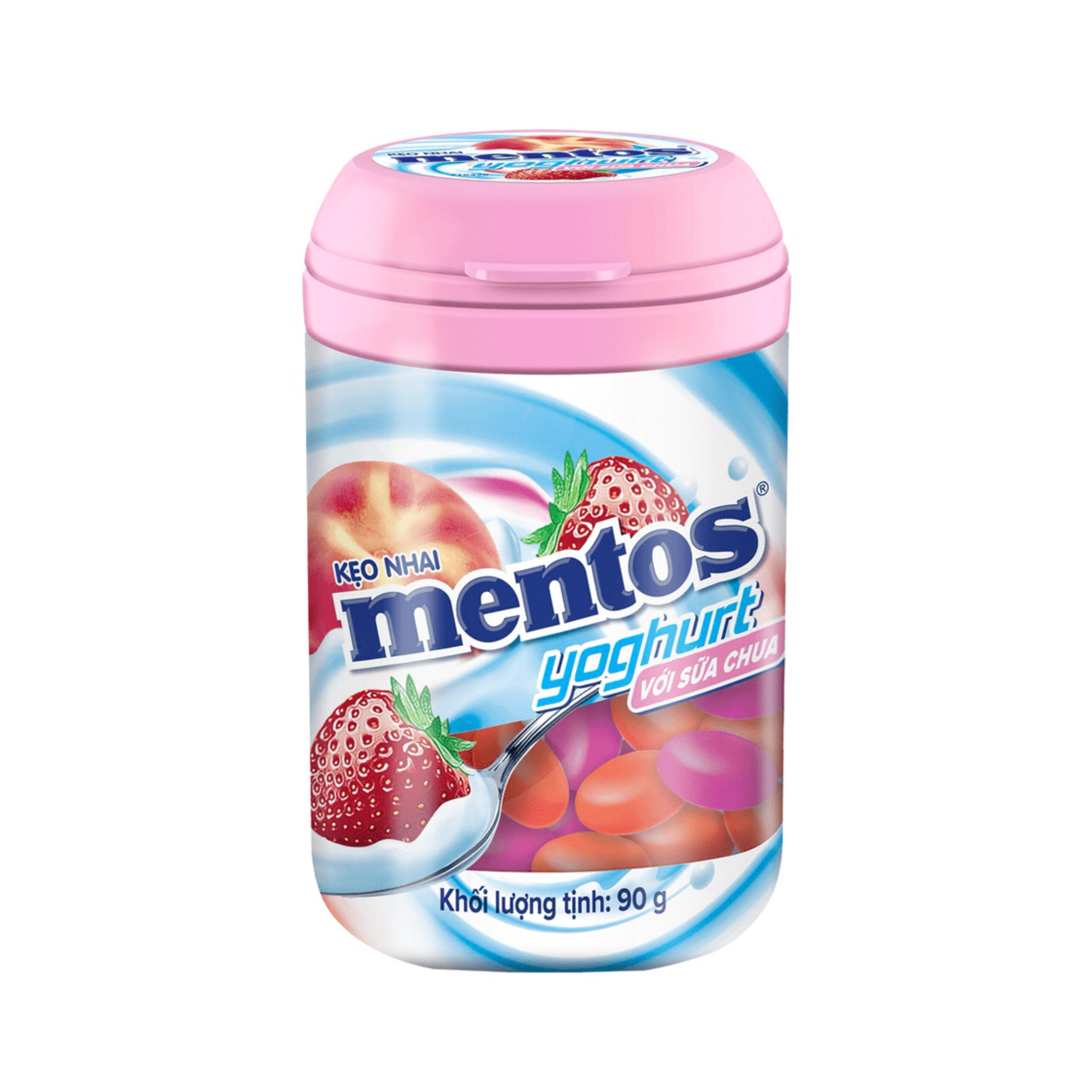 Жевательные конфеты со вкусом йогурта персика и клубники Mentos 90гр., Вьетнам