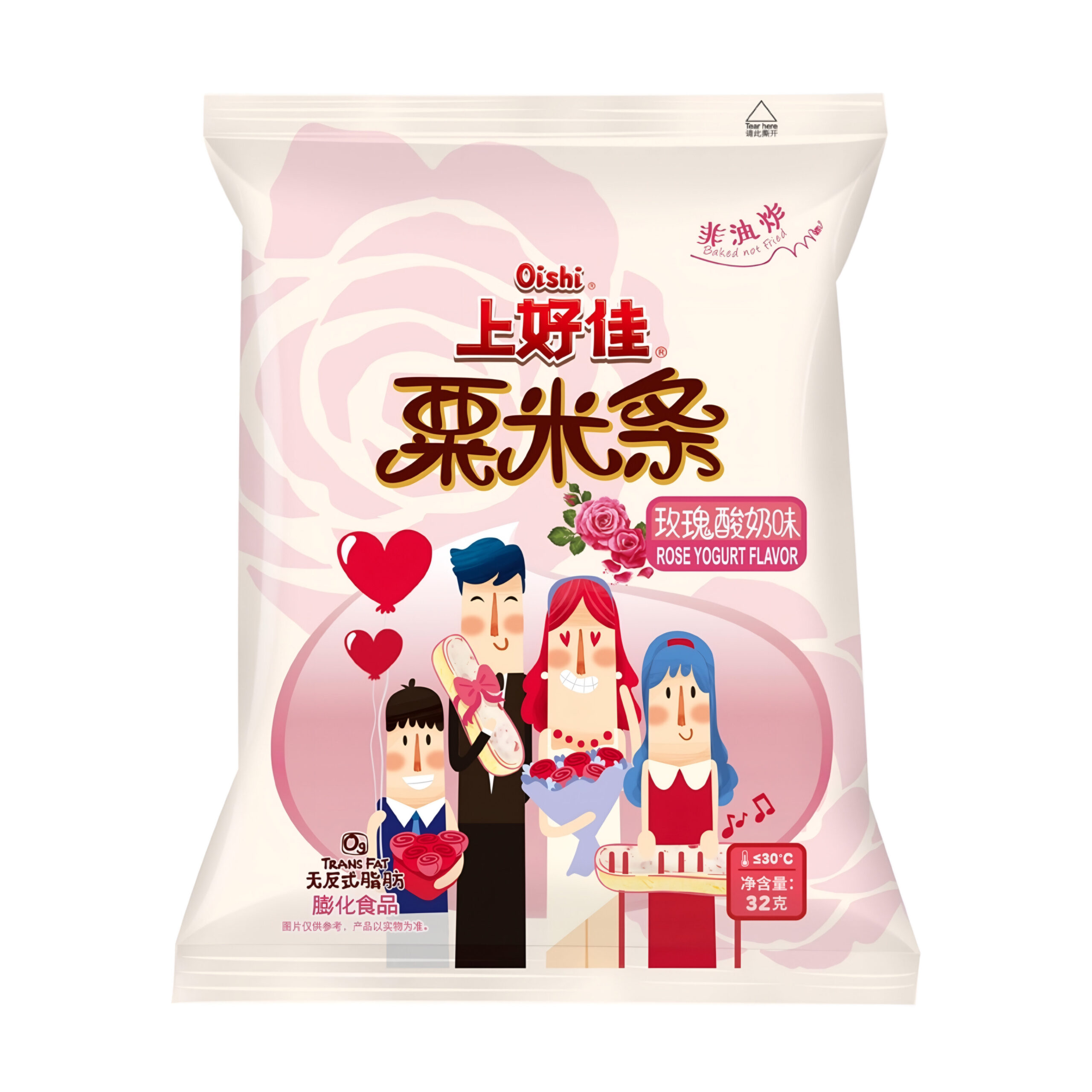 Кукурузные палочки со вкусом розового йогурта Oishi 40гр., Китай