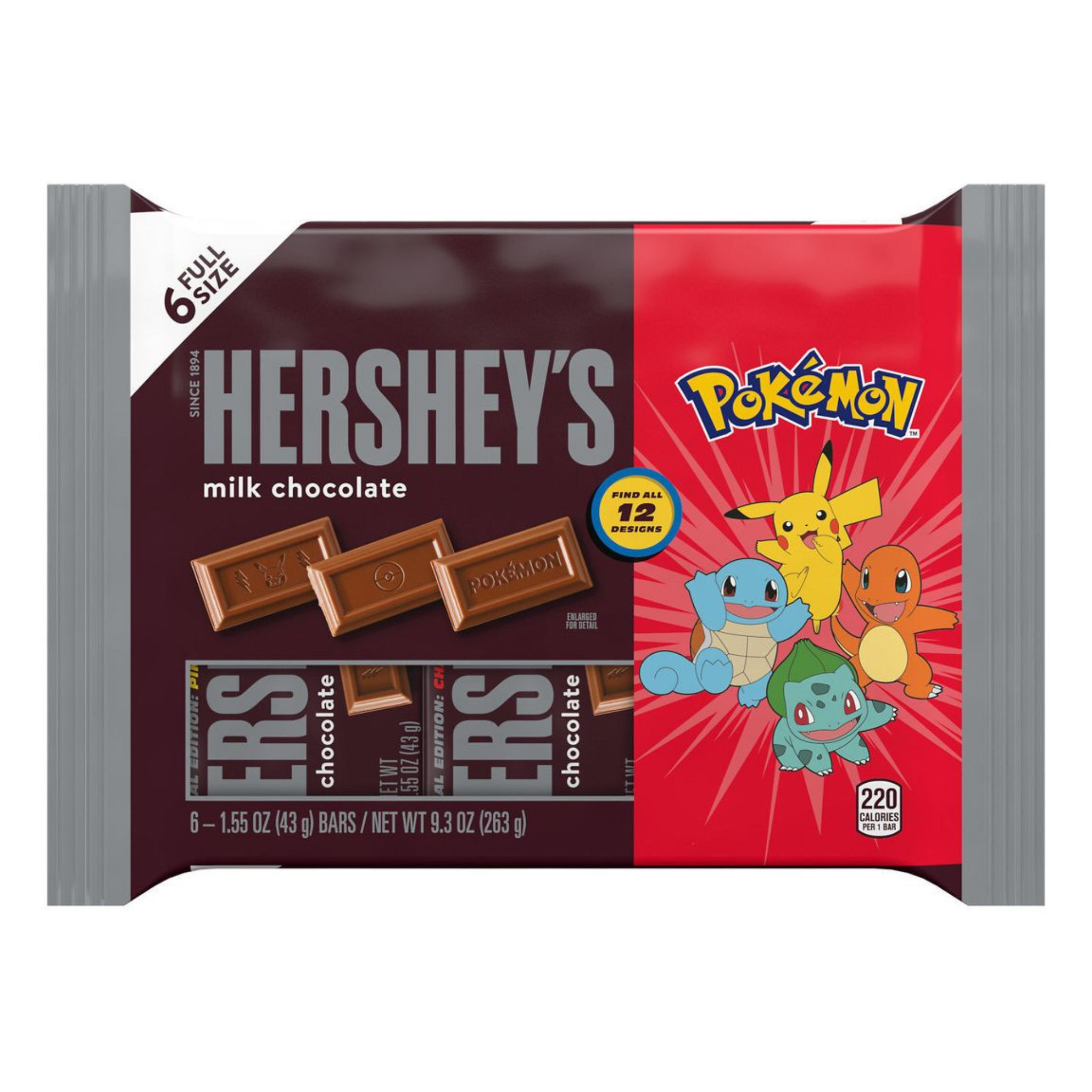 Набор молочного шоколада Покемон (6шт.) Hershey`s 263гр., США