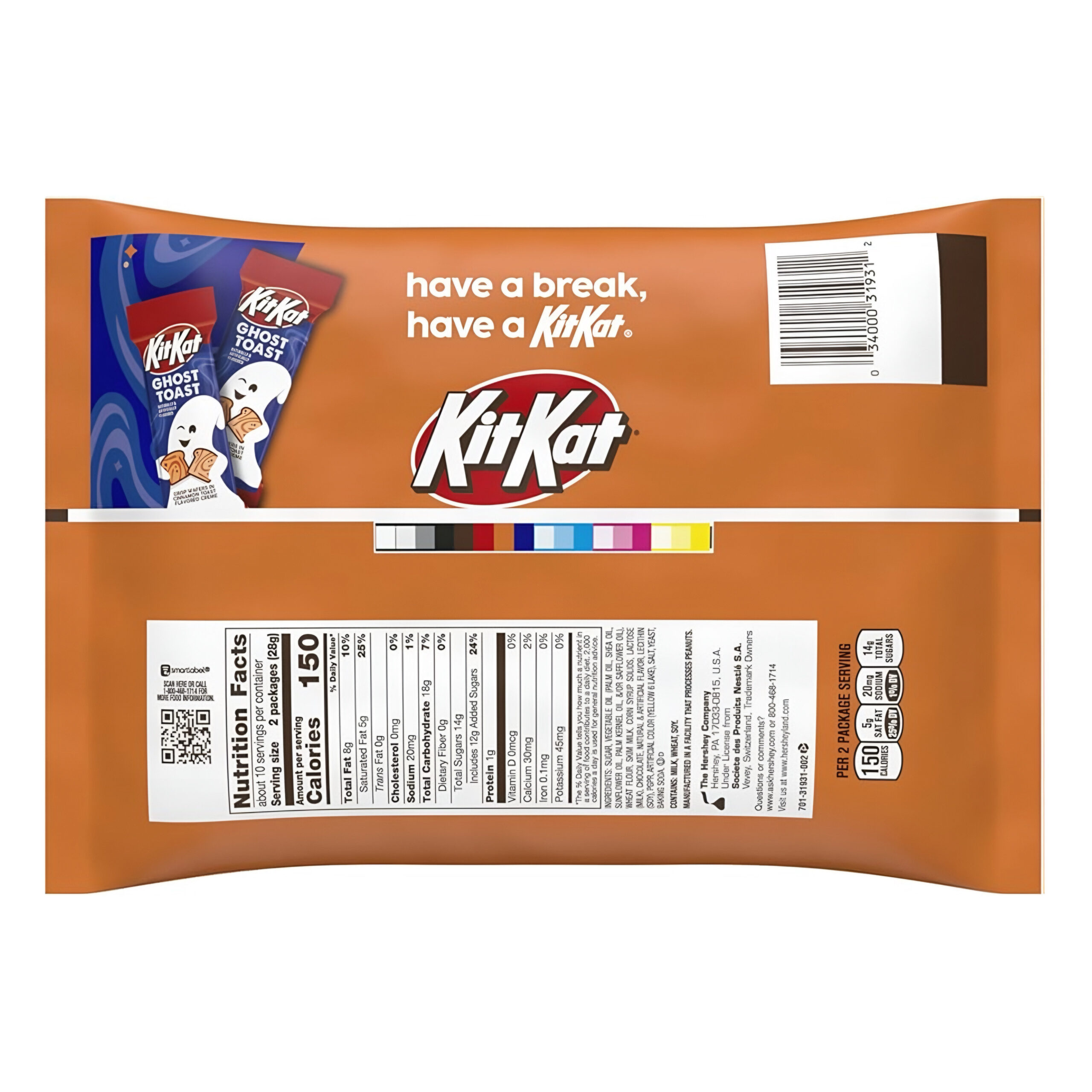 Белый шоколад KitKat Ghost Toast со вкусом ванильного тоста Nestle 277гр., США