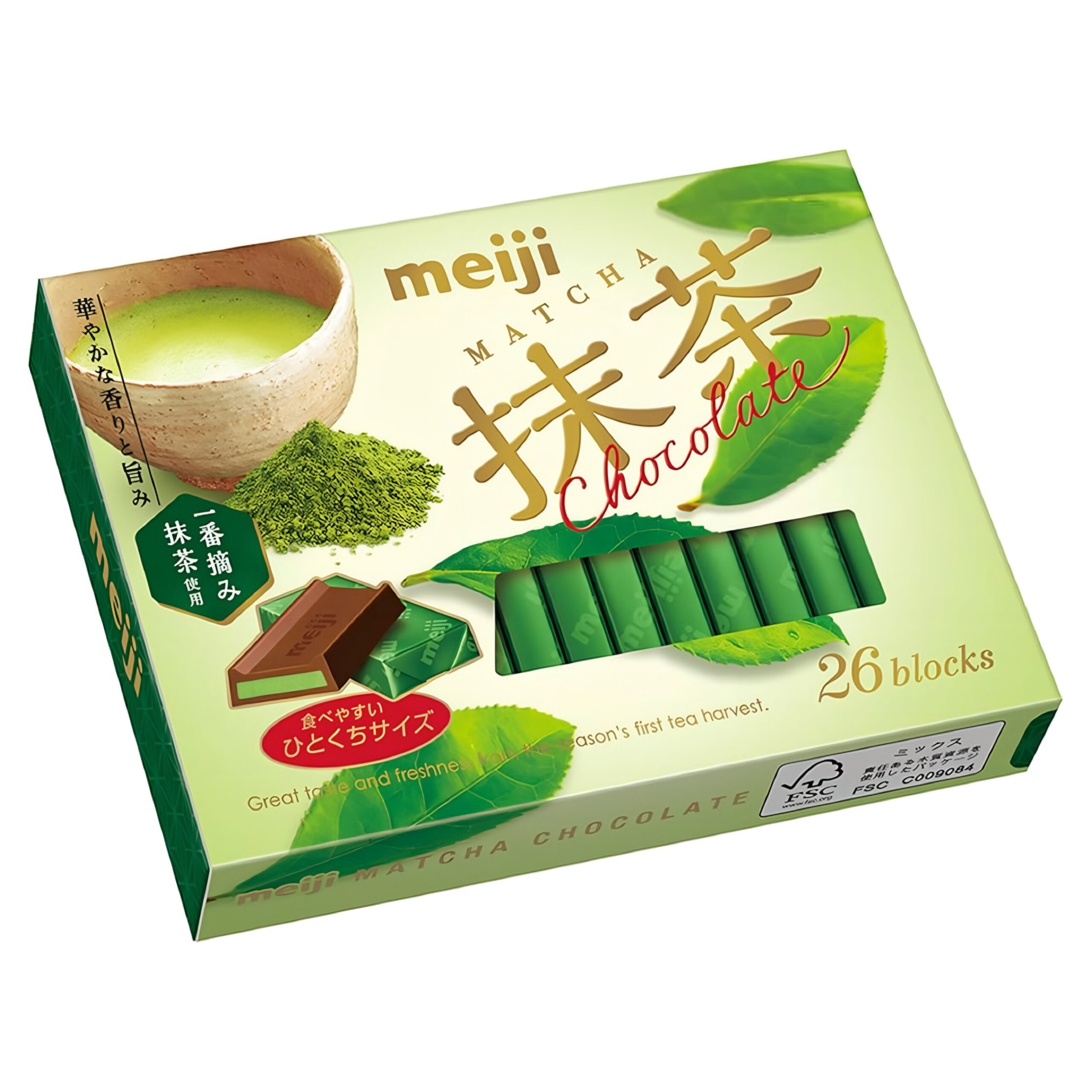 Шоколад молочный с чаем маття (26 шт.) Meiji 120гр., Япония